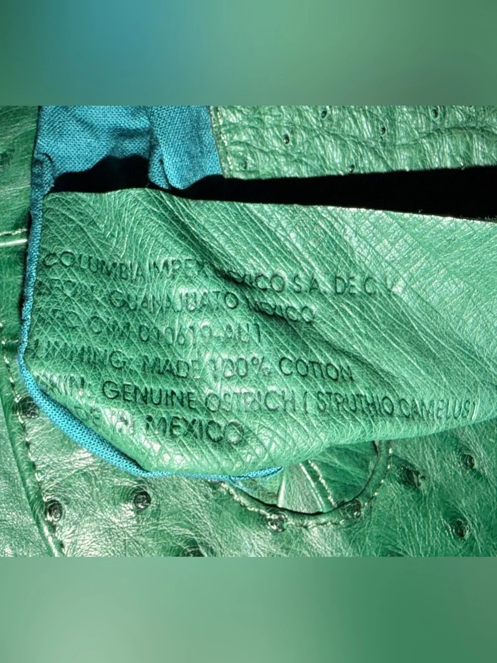 Rare Vintage Genuine Ostrich Leather Clutch Bag Emerald Green Exotic Skin